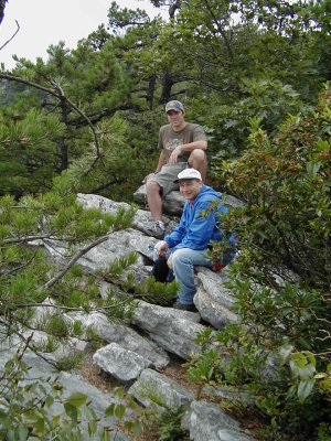 Jay Gundlach (bottom) and Rob Searle - Essential Crew atop White Rock Cliffs