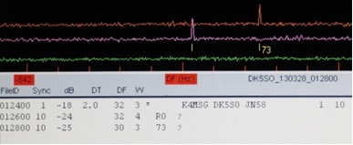 WSJT decode box showing three DK5SO transmissions.