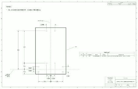 Drawing 000050 - Asymmetrical Hatted Dipole Antenna - Polymer plate drill drawing