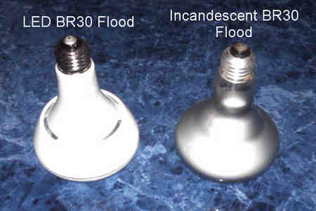 Phillips 13 watt LED vs Incandescent BR30 Sideview