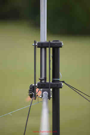 Asymmetrical Hatted Vertical Dipole at ARRL Field Day 2014 with new RF Choke configuration.