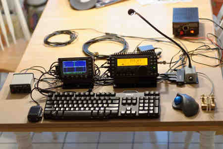 Breadboard of Elecraft KX3, PX3 portable station.