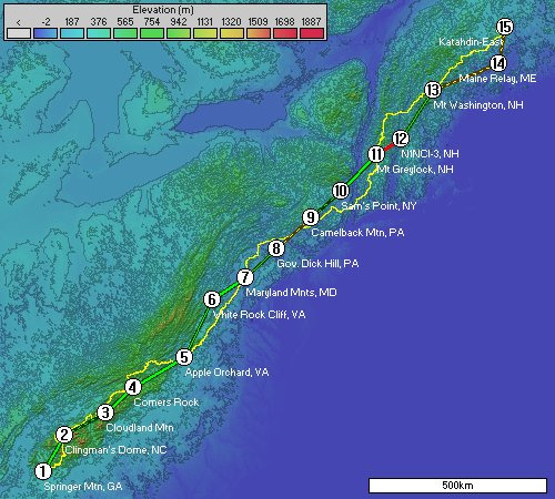 The APRS Network from Georgia to Maine