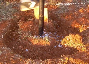 Cut mowing relief ring around pipe