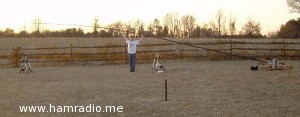 KJ4FAJ lefts the 43 foot antenna