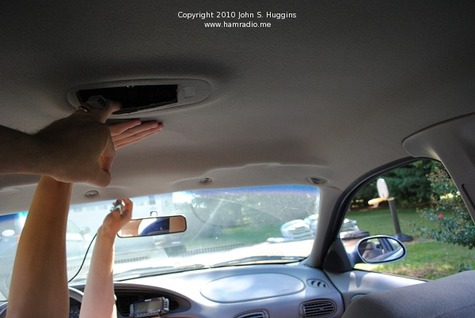 Guide the LMR-195 Coax above Head Liner