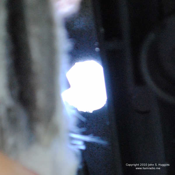 LED Light Bulbs Inspect new 3/8 inch hole from below and behind the dome light