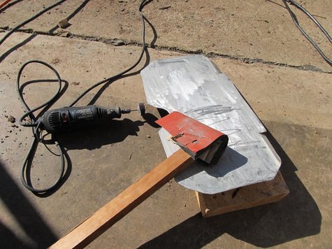 Some prep tools and the 16x8 inch reinforcing plate