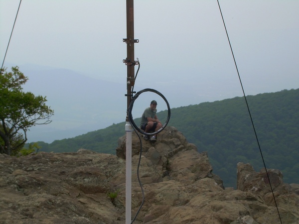 Rob as seen through the 2m Collinear J-Pole Coil Choke