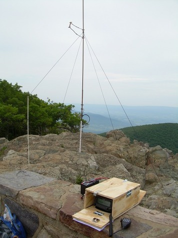 Closer view of Kenwood TM-D710A radio with GPS and two antennas.