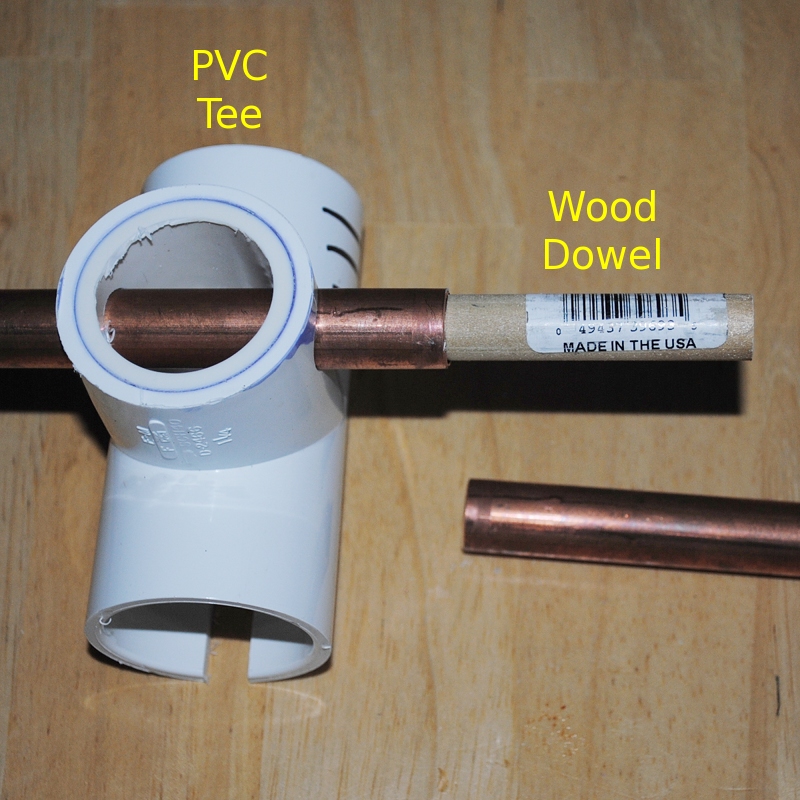 Insert wood dowel and center between both side of feedpoint.