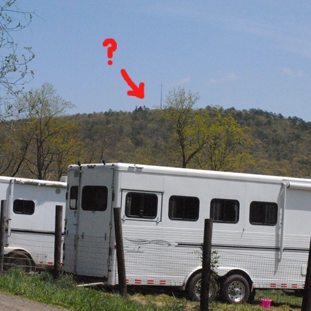 Past the horse trailers I spied something atop the hill...