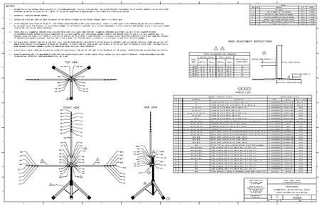 Figure 1a - Complete drawing with parts list and assembly instructions for any band between 20 and 10 meters.