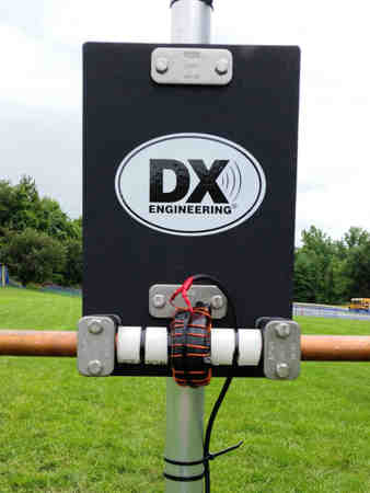 40m small loop antenna highlighting the many to one feed transformer.