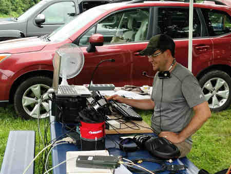 Jason operates 20m phone Saturday afternoon during ARRL Field Day 2015.