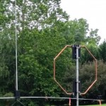 The 20m AHVD and 40m small loop antennas during KX4O 1B VA field day.