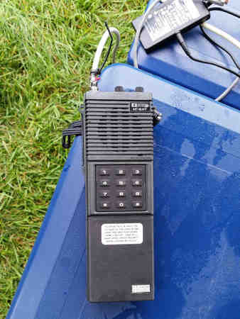 Throwback Icom IC-2AT transceiver used for packet radio Field Day NTS messages.
