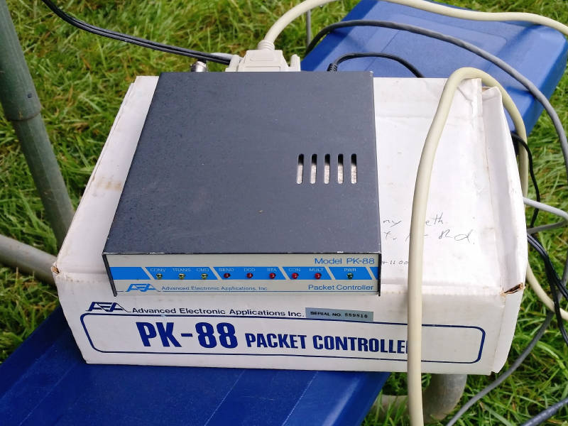 Throwback AEA PK-88 Terminal Node Controller used for packet radio Field Day NTS messages.