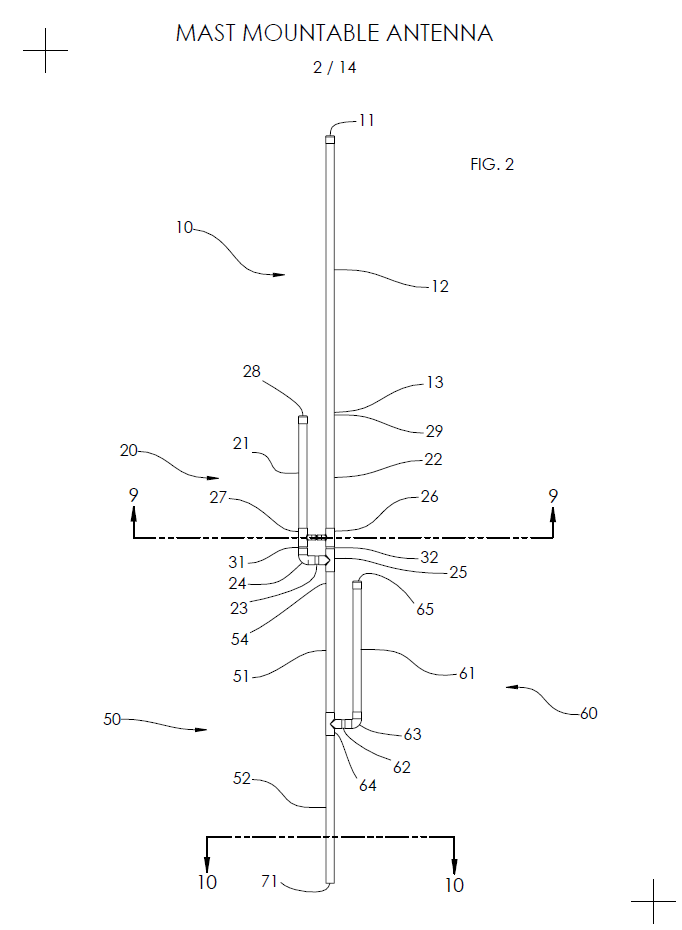 Front view of Mast Mountable Antenna