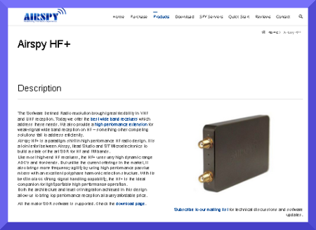 Airspy HF+ web information