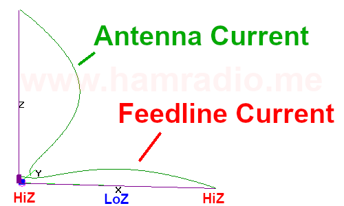 Currents on EFHW with half-wave of feedline