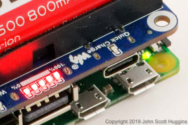 Pi Zero W powered and operating with lithium battery HAT. Pi Zero W powered and operating with lithium battery HAT.