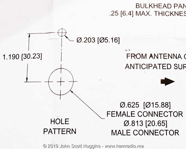 Hole pattern for female N connector protector.