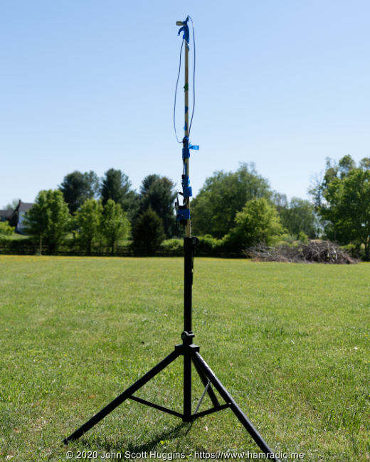The Airspy YouLoop portable test assembly on a speaker stand.