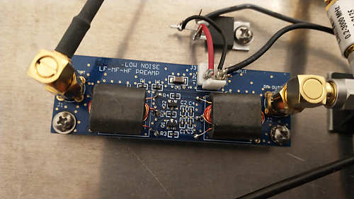 SV1AFN Dual J310 LF, MF, HF Preamp fed with 12 volt regulator.